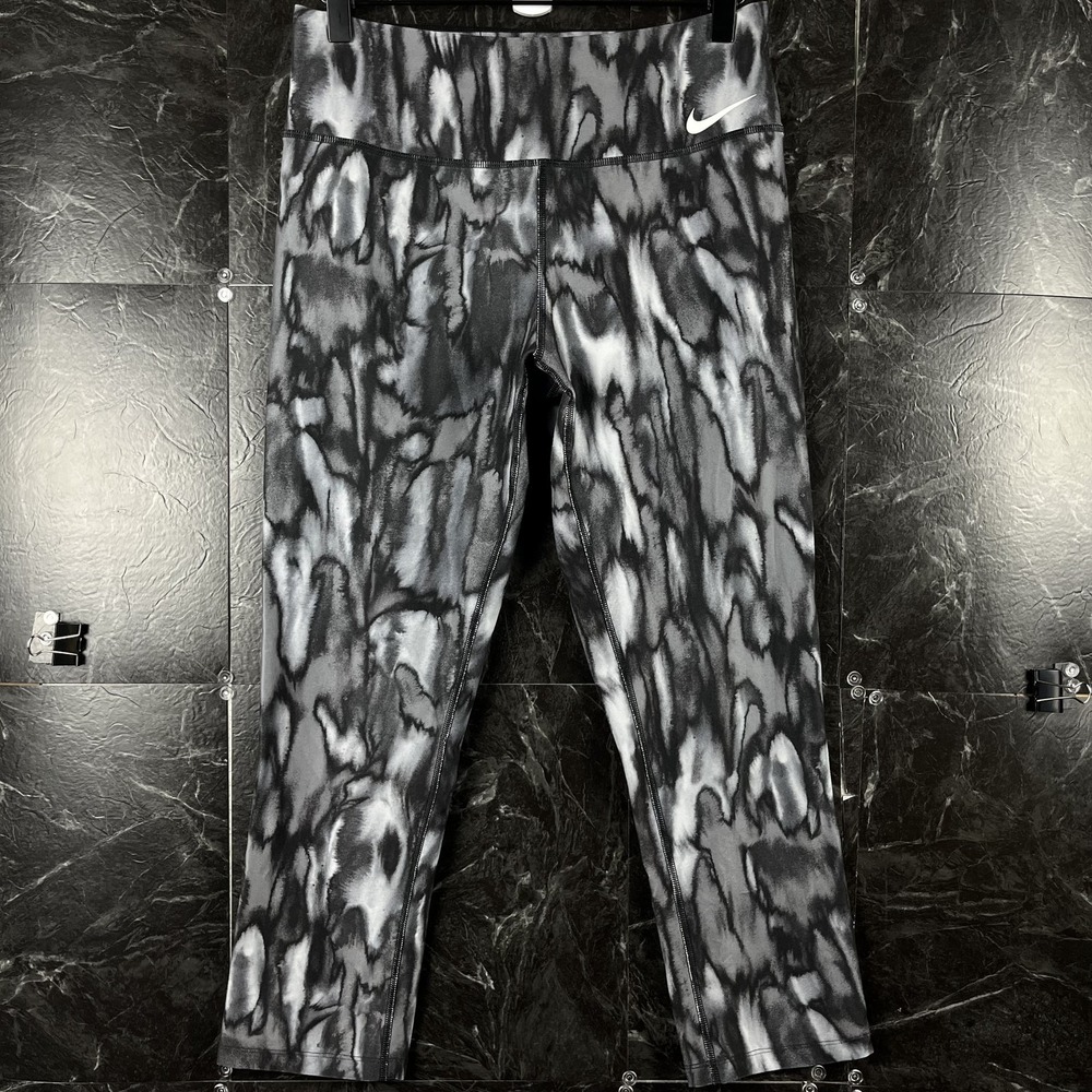 Nike Women's Grey Dri-Fit Tie Dye Running Leggings Medium